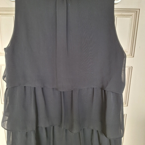 Simply Vera Wang 3 Tier Ruffle Tunic SzL Chiffon Like Black Pullover Sleeveless - Picture 10 of 12